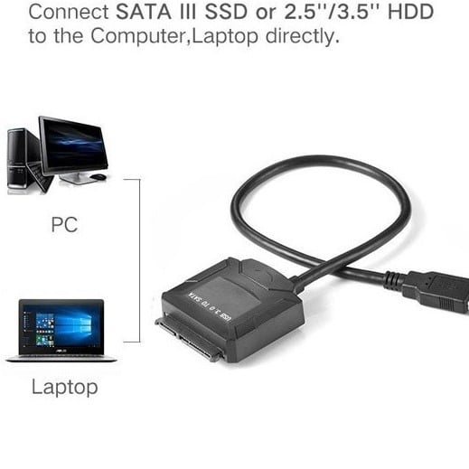 AWD8 cablu adaptor USB 3.0 la SATA pentru HDD/SSD de 2.5/3.5 inch, controler JM578, 35 cm, conductor din cupru, un singur capăt