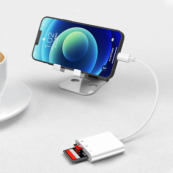 Cablu adaptor OTG pentru dispozitive Apple cu cititor SD/TF, 13 cm, miez din cupru, CF-11339665