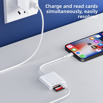 OTG adaptér kábel pre Apple zariadenia s čítačkou kariet SD/TF, dĺžka 13 cm, meďové jadro, CF-11339665