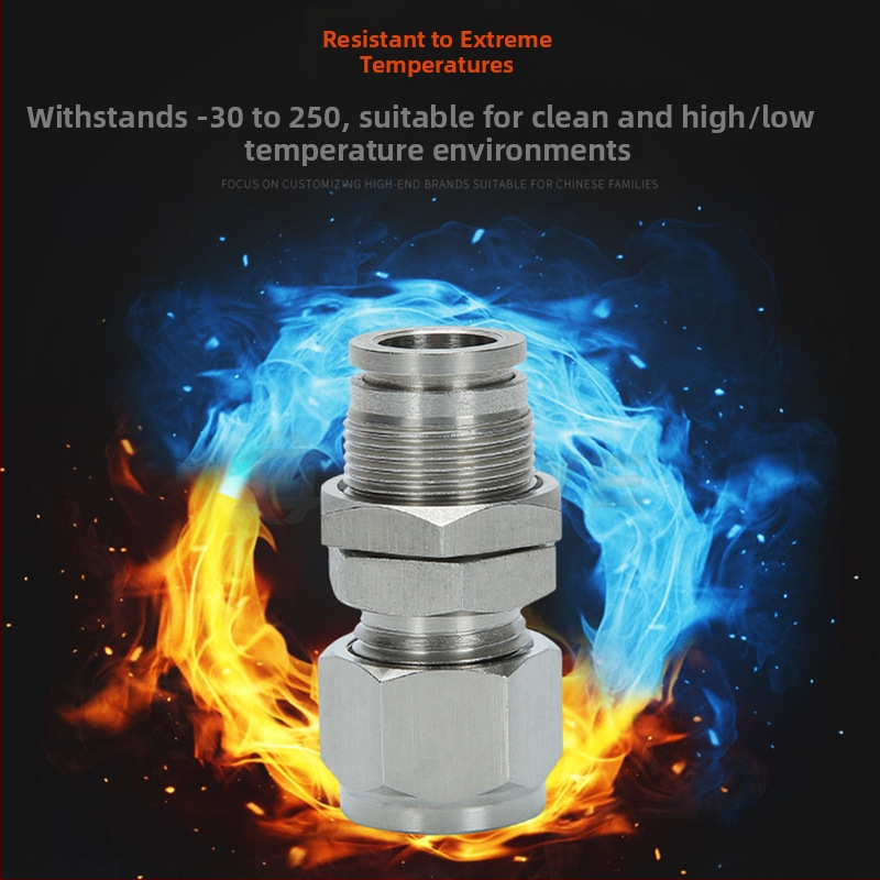 304 nerūsējošā tērauda ātrās pieslēgvietas savienotājs PZ pneimatiskajām mīkstajām un cietajām caurulēm, konvertējošā plāksne, taisais pārejas PK6/8/10/12