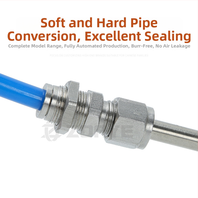 304 nerūsējošā tērauda ātrās pieslēgvietas savienotājs PZ pneimatiskajām mīkstajām un cietajām caurulēm, konvertējošā plāksne, taisais pārejas PK6/8/10/12