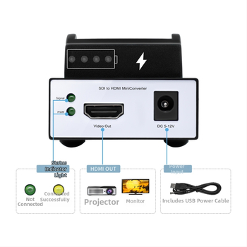 SDI video pārveidotājs ar HDMI izvadi, 1080p60, loop-out atbalsts, USB interfeiss, FPGA (Lattice) modelis UCT100B