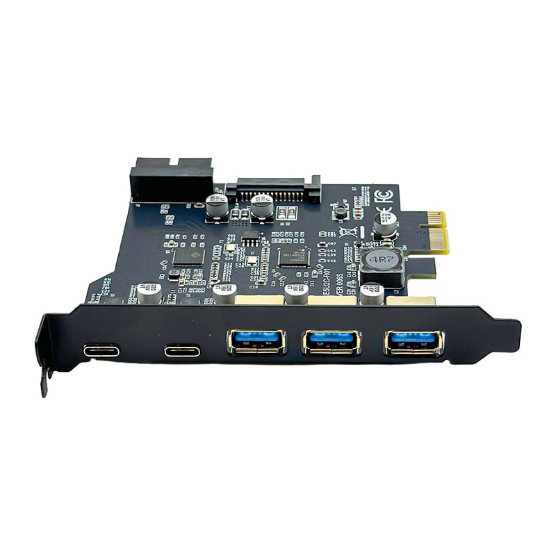 Κάρτα προσαρμογέα PCIe USB 3.2 Type-C | 5 Gbps, Τσιπ D720201, Ez-70201, έξοδοι από 1 έως 5