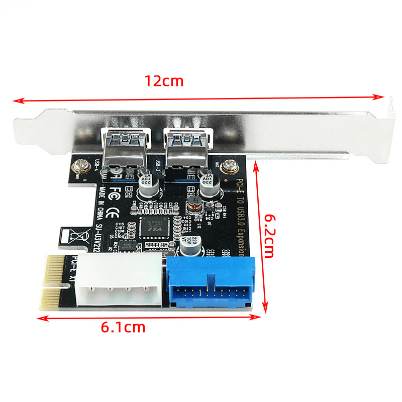 PCI-E na USB 3.0 proširna kartica s prednjim 20-pin sučeljem, PCIe X1, VL805 čip, 5 Gbps