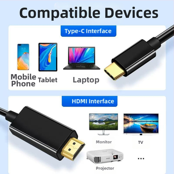 Type-C na HDMI adaptér kábel, meďové jadro, pozlátené konektory, 4K30Hz, vysokokvalitný čip