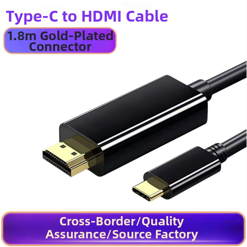 Type-C na HDMI adaptér kábel, meďové jadro, pozlátené konektory, 4K30Hz, vysokokvalitný čip