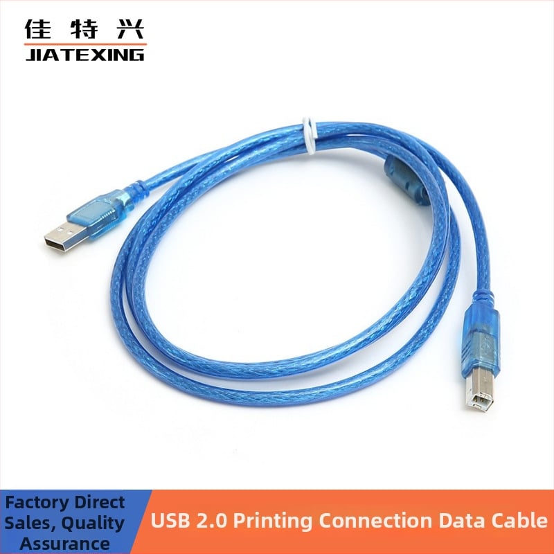 USB kabel za pisač, duljina 1,5 m, prozirno plava, USB 2.0