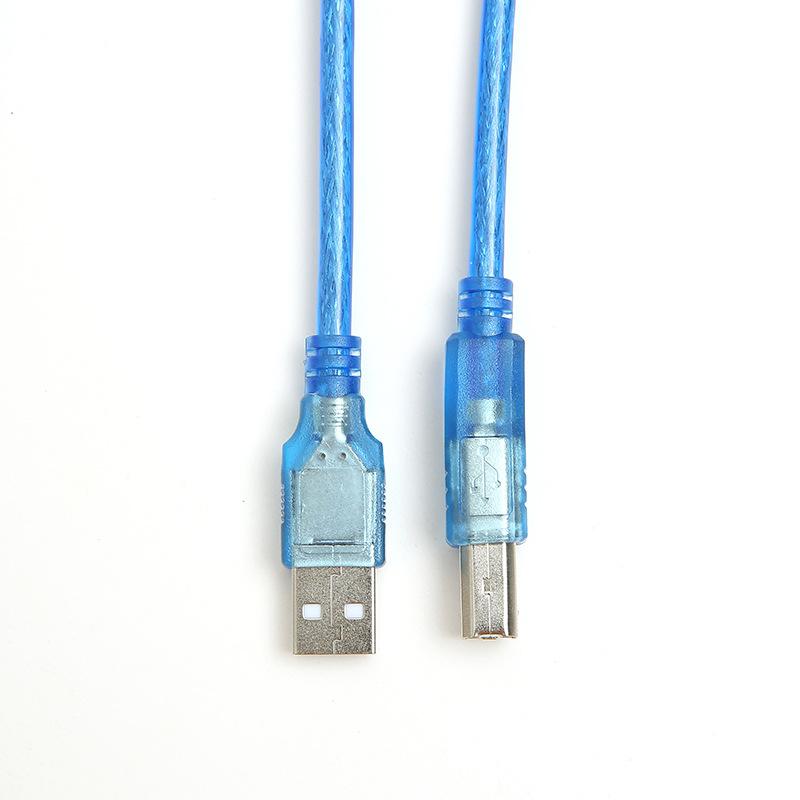 USB kabel za pisač, duljina 1,5 m, prozirno plava, USB 2.0