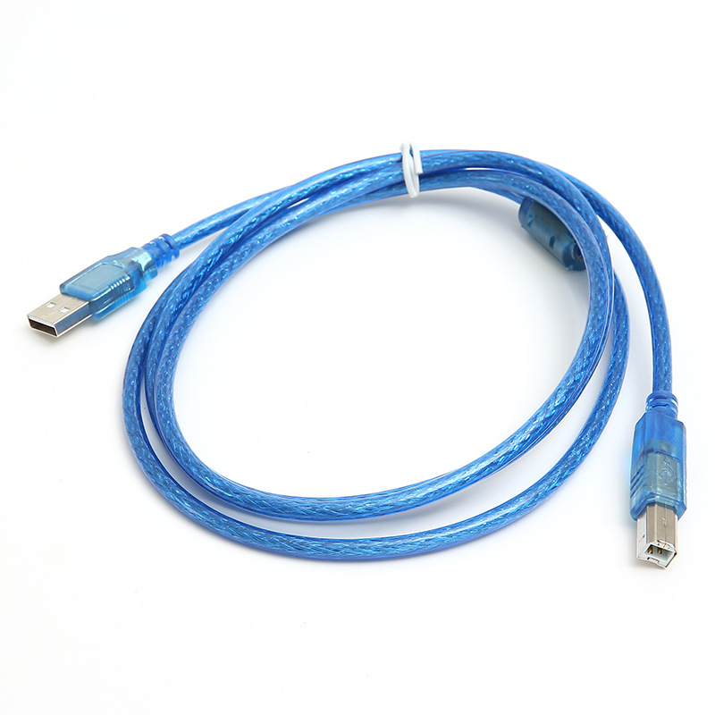 USB kabel za pisač, duljina 1,5 m, prozirno plava, USB 2.0