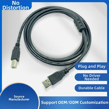Bakreni USB kabel za podatke s kvadratnim priključkom, duljine 1,5 m, prozirno plavi USB-B kabel za pisač