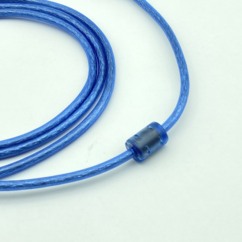 Bakreni USB kabel za podatke s kvadratnim priključkom, duljine 1,5 m, prozirno plavi USB-B kabel za pisač