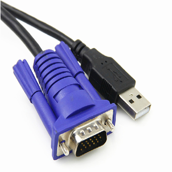 Καλώδιο KVM μεταγωγής με USB+VGA συνδέσεις για πληκτρολόγιο και ποντίκι, γραμμή VGA, πυρήνας από χαλκό-επικάλυψη ατσάλι