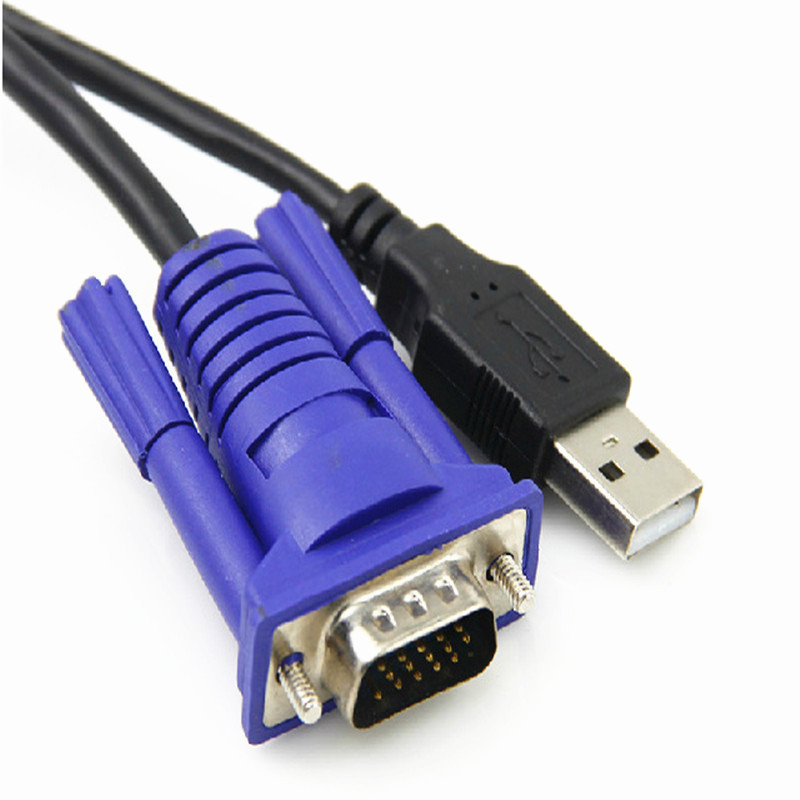 Καλώδιο KVM μεταγωγής με USB+VGA συνδέσεις για πληκτρολόγιο και ποντίκι, γραμμή VGA, πυρήνας από χαλκό-επικάλυψη ατσάλι