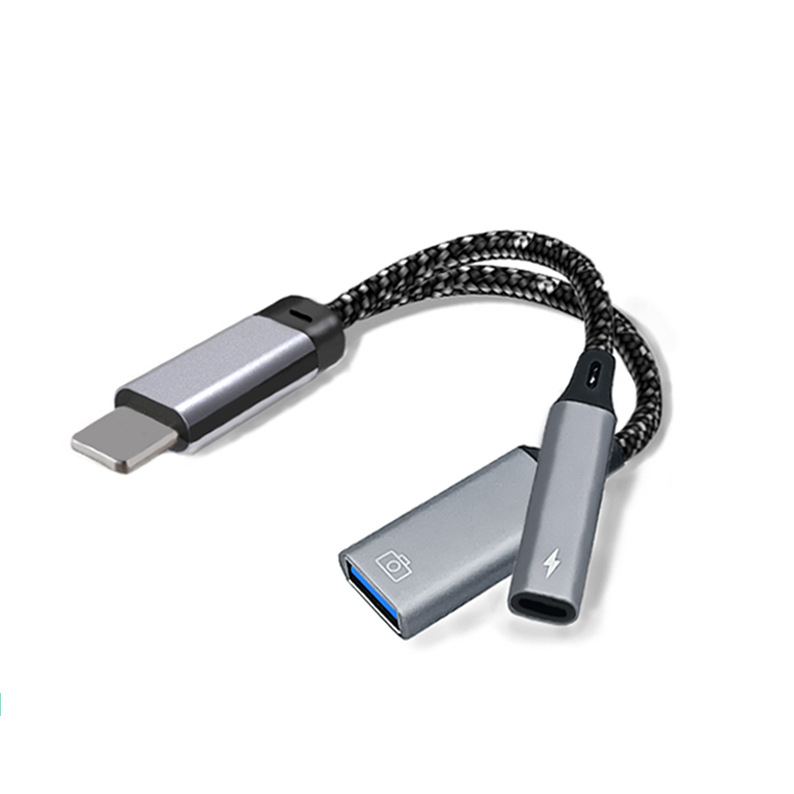 2-u-1 USB-C OTG adapter za iPhone, čitanje USB flash pogona, prijenos podataka i punjenje, USB 3.0 kabel