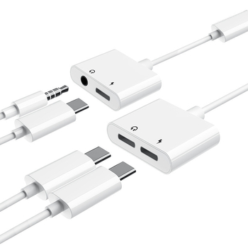 pctips Dviejų funkcijų ausinių adapteris 3,5 mm į Type-C, skirtas Apple ir Android įrenginiams, ilgis 0,15 m