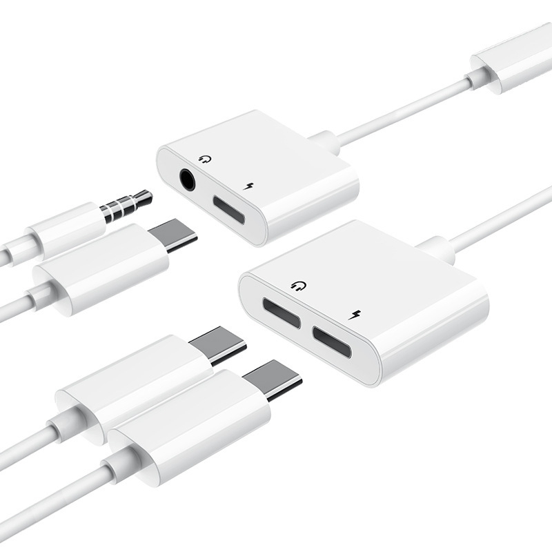 pctips Dviejų funkcijų ausinių adapteris 3,5 mm į Type-C, skirtas Apple ir Android įrenginiams, ilgis 0,15 m