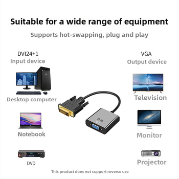 DVI-D VGA adapter kabel s integriranim čipom, DVI-D na VGA, duljina 0,2 m