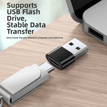 Yikanglong USB-A vyras į USB-C moteriškas OTG adapteris su PD greitu įkrovimu ir duomenų perdavimu