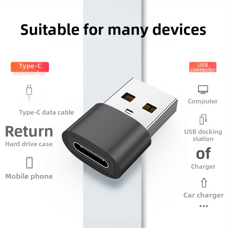 Yikanglong USB-A vyras į USB-C moteriškas OTG adapteris su PD greitu įkrovimu ir duomenų perdavimu