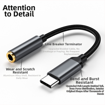 HYX-52 USB-C skaitmeninis garso adapteris 3,5 mm ausinėms, Android telefonams; suderinamas su Xiaomi, Huawei, OPPO