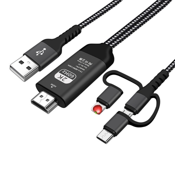 Cablu HDMI pentru afișare de pe telefon — adaptor universal USB-C/Android 8 pentru dispozitive Apple Type-C către TV, proiector sau monitor