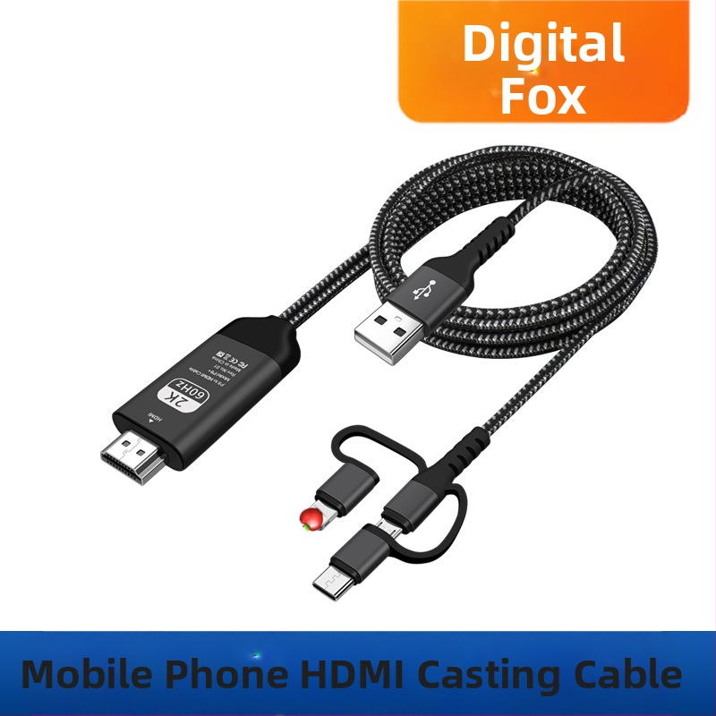 HDMI zobrazovací kábel pre smartfóny — univerzálny USB-C/Android 8 adaptér Apple Type-C zariadeniam k TV, projektoru alebo monitora