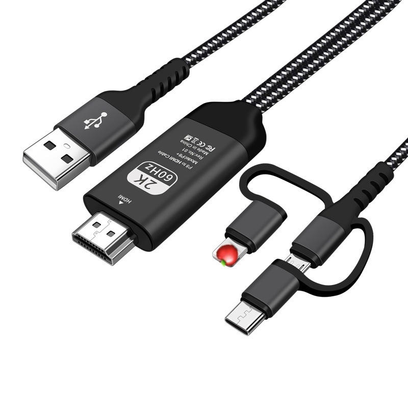 Cablu HDMI pentru afișare de pe telefon — adaptor universal USB-C/Android 8 pentru dispozitive Apple Type-C către TV, proiector sau monitor