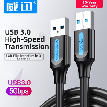 Weixun USB 3.0 dvojitý kábel, samec–samec, pre externé pevné disky a set-top boxy, USB prenos, chladenie, nabíjanie