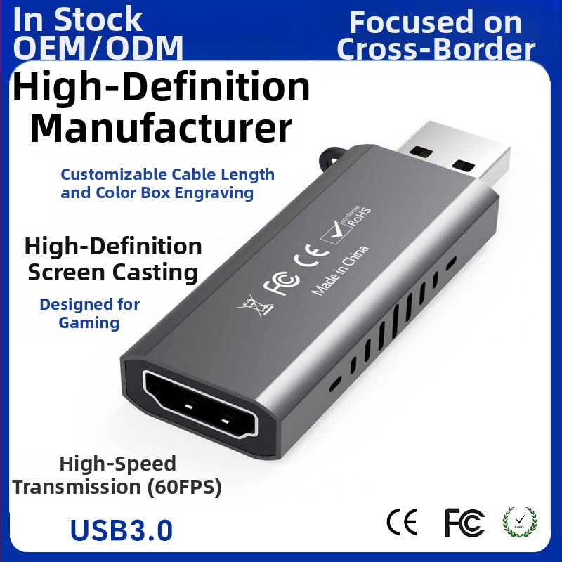 USB 3.0 video uztveres karte – 1080p, USB interfeiss, Windows saderīgs, alumīnija sakausējuma korpuss, 1 gadu garantija