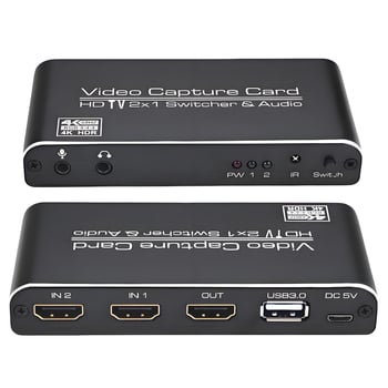 USB 3.0 vaizdo įrašymo plokštė 4K60 HDMI – dviguba įvestis, vienas išvestis, nuotolinio valdymo pultas