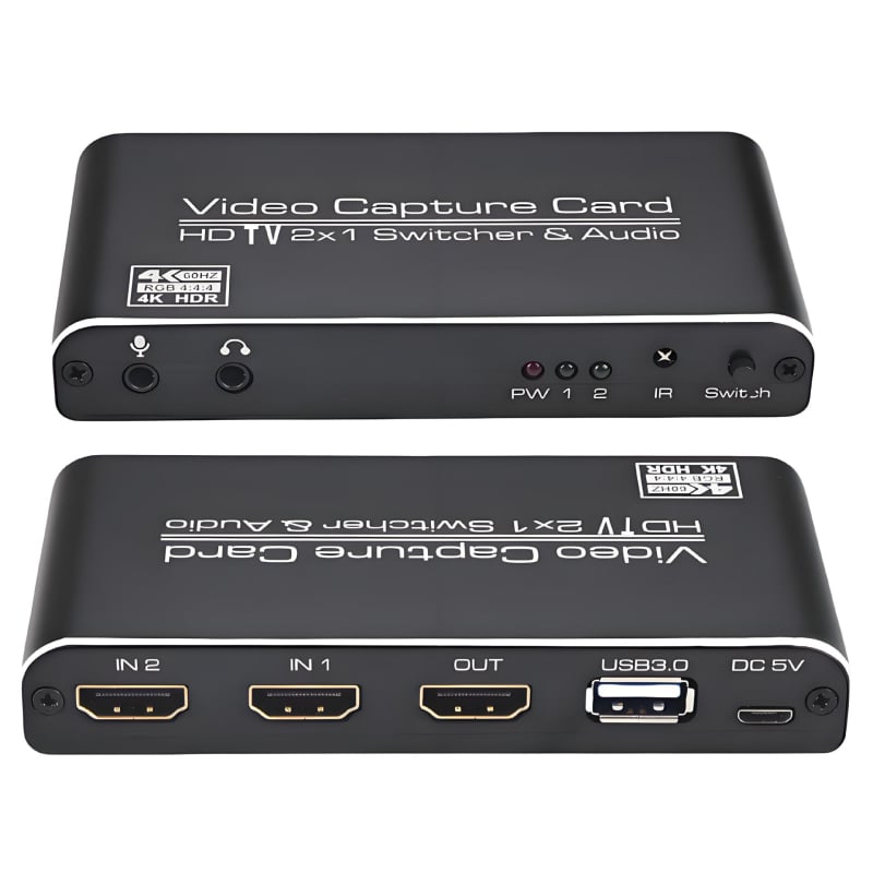 USB 3.0 vaizdo įrašymo plokštė 4K60 HDMI – dviguba įvestis, vienas išvestis, nuotolinio valdymo pultas