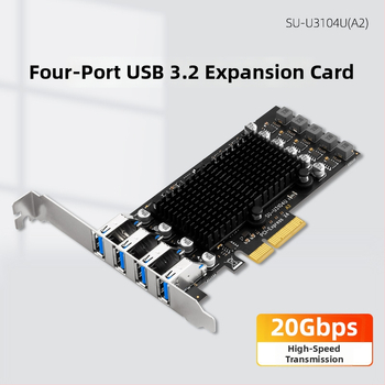Adapterová karta: SSU SU-U3104U(A2) – USB 3.2 dvojkanálová, PCIe na 4-port USB 3.1, Rozšírenie pre priemyselné kamery
