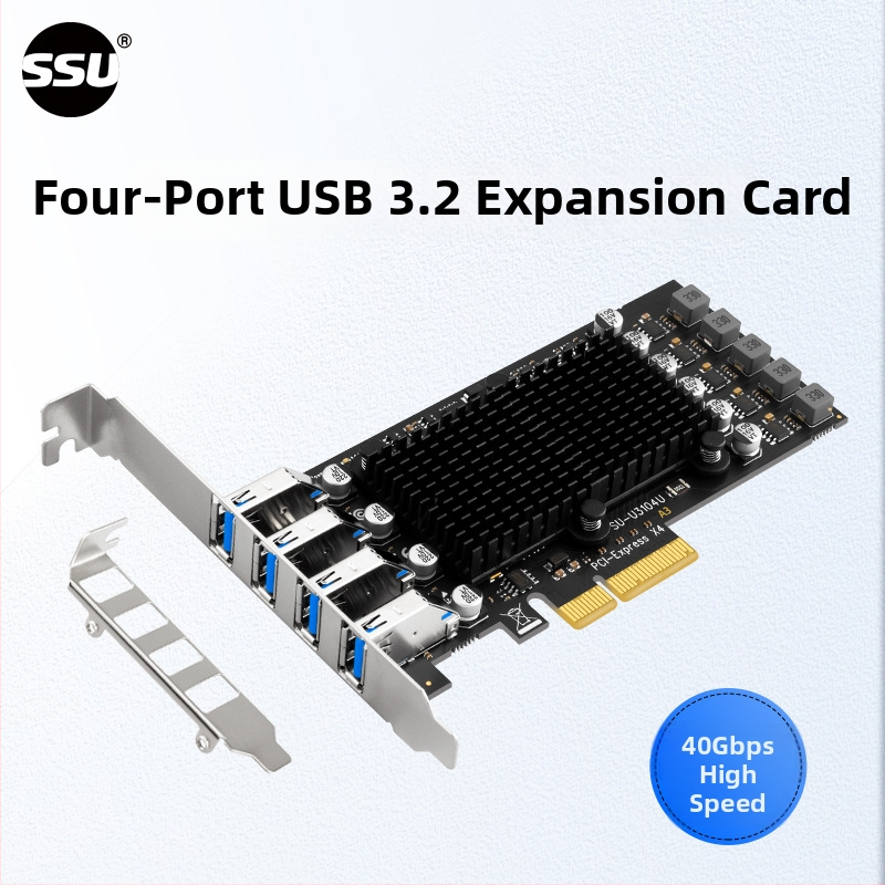 Adapterová karta: SSU SU-U3104U(A2) – USB 3.2 dvojkanálová, PCIe na 4-port USB 3.1, Rozšírenie pre priemyselné kamery