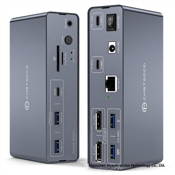 USB-C KVM lüliti 2x USB-C sisenditega, 2x DP1.4 väljunditega, SD/TF kaartide slotid ja 4K@120Hz