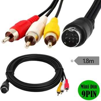 Adapter kabel: 9-pin mini-DIN na 3× RCA za S-Video i zvuk (Model YR-AV-199, Značka ERE)