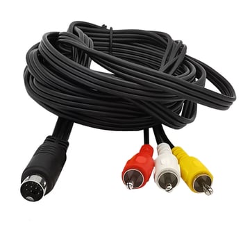 Adapter kabel: 9-pin mini-DIN na 3× RCA za S-Video i zvuk (Model YR-AV-199, Značka ERE)