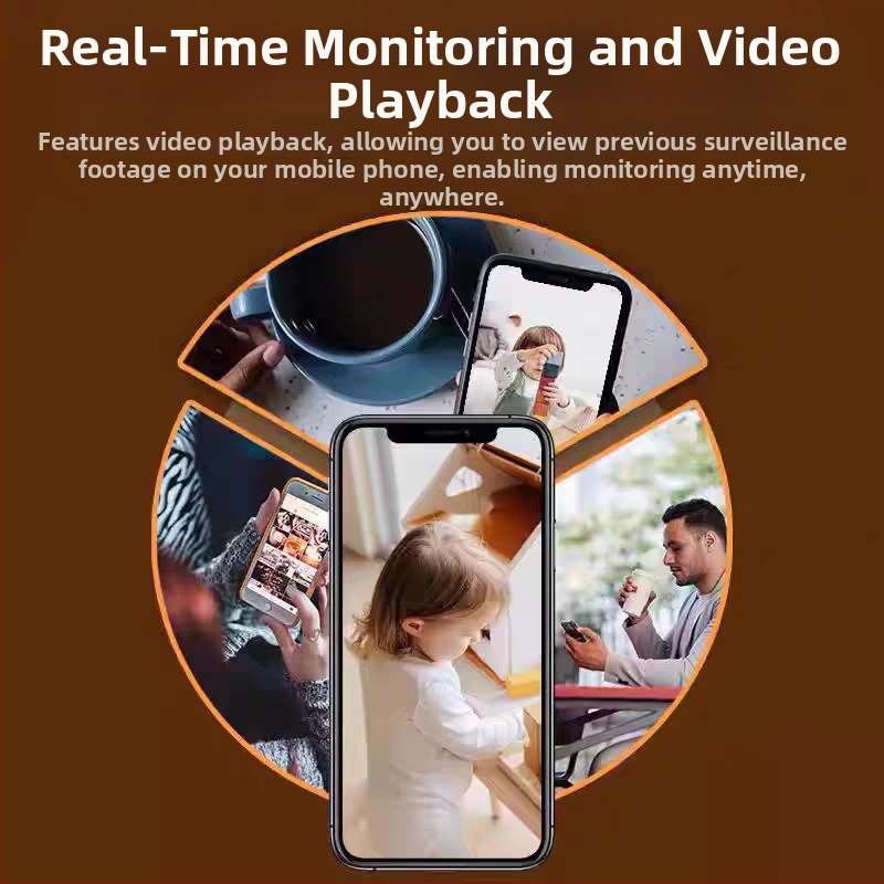 Bezvadu mājas novērošanas kamera ar attālo HD skatījumu — savienota ar viedtālruni, bez monitora