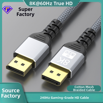 Cablu DisplayPort 1.4, 8K la 60 Hz, conectori DP/MiniDP, contacte placate cu aur, carcasă din aliaj de aluminiu