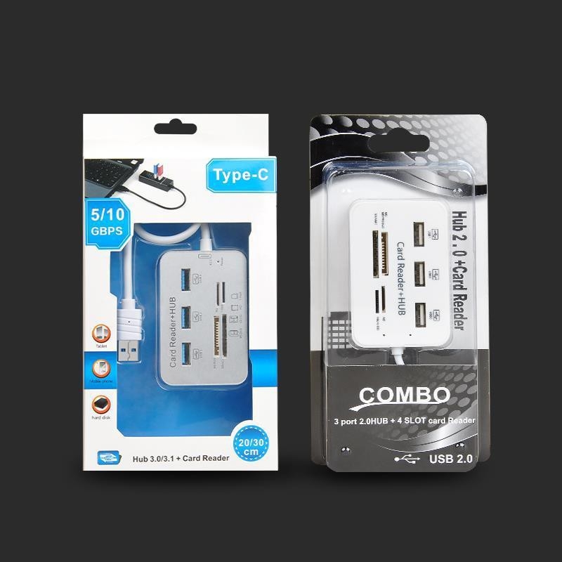 Cititor USB 3.0 pentru carduri și hub cu 3 porturi