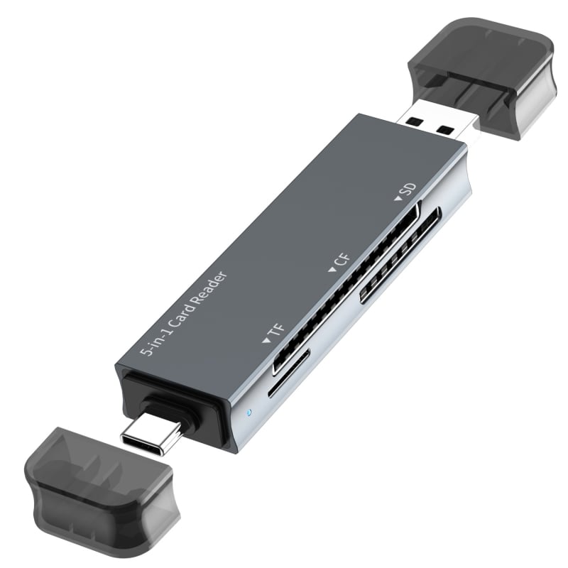 CF čitač kartica – dvostruka glava, 3-u-1 SD/TF za kameru i mobitel, USB 2.0, podržava CF/SD/SDHC/TF, aluminijska legura
