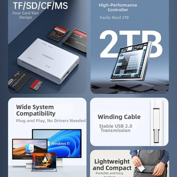 Všetko-v-jednom USB 2.0 čítačka kariet TS-E070 - podpora CF/SD/SDHC/TF