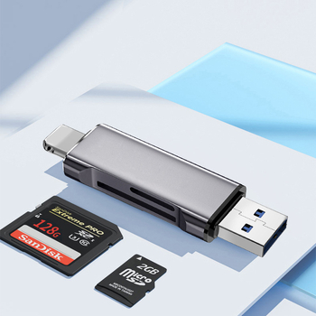 USB 2.0 OTG čitač SD/TF kartica – aluminijsko kućište, vanjska verzija, kompatibilan s Apple uređajima
