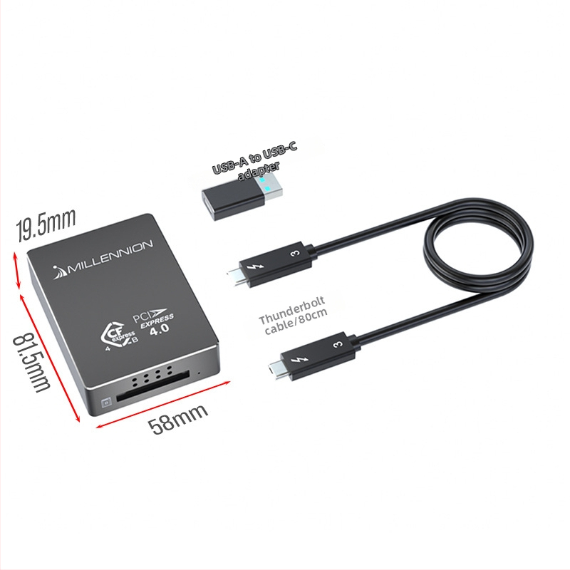 Čítač kariet 9341 — USB4 40Gbps, USB-C rozhranie, hliníkové puzdro, podpora kariet CFB, externá inštalácia
