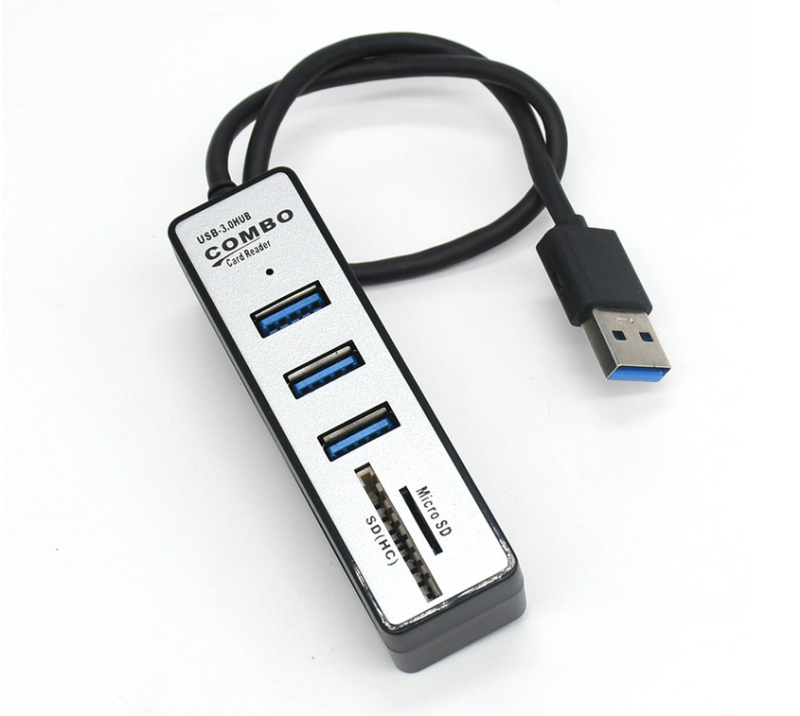 3-portni USB 3.0 hub s čitačem SD i TF kartica, vanjski, ABS