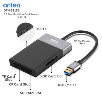 USB 3.0 хъб и шест в едно OTG четец за карти CF/SD/SDHC/TF/XQD, модел OTN-5215B