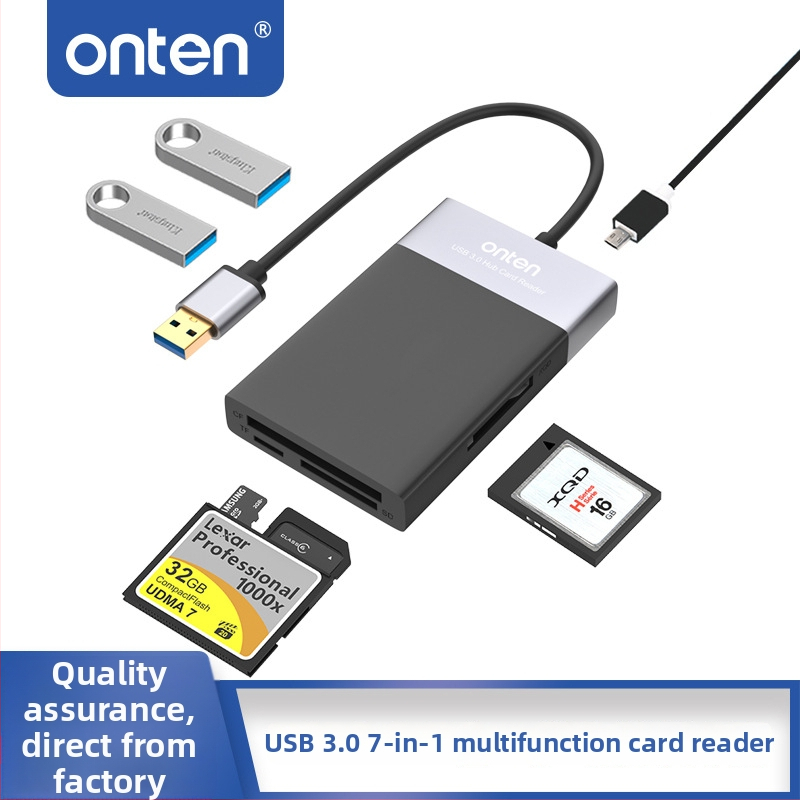 USB 3.0 хъб и шест в едно OTG четец за карти CF/SD/SDHC/TF/XQD, модел OTN-5215B