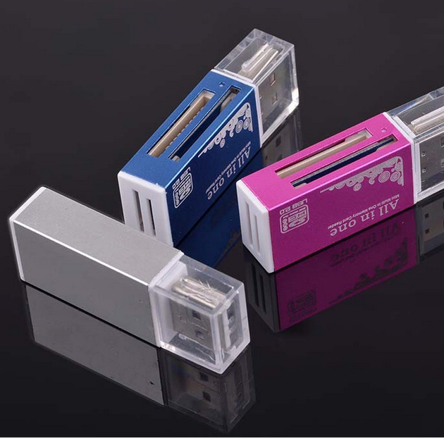 Cititor USB 1.1 4 în 1 din aliaj de aluminiu pentru carduri SD și TF