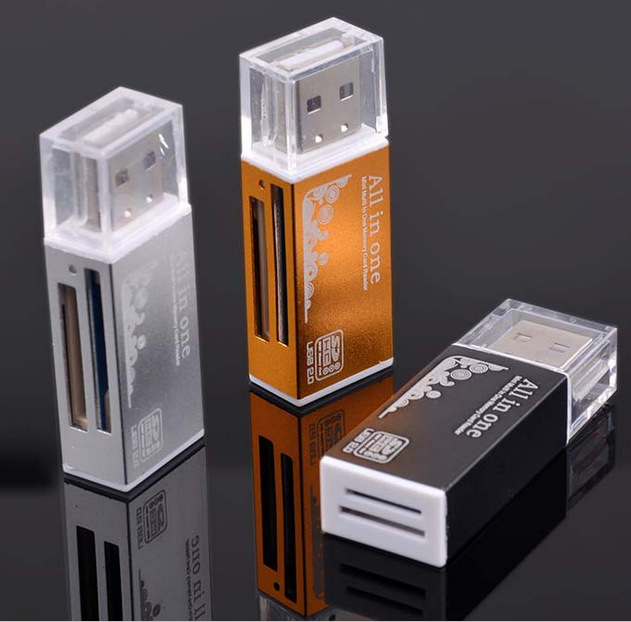 Cititor USB 1.1 4 în 1 din aliaj de aluminiu pentru carduri SD și TF