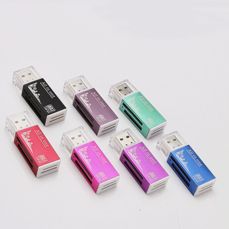 Cititor USB 1.1 4 în 1 din aliaj de aluminiu pentru carduri SD și TF