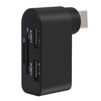 Hub USB 2.0 rotativ cu cititor de carduri – extindere USB cu 2 porturi (SD/TF/MicroSD)